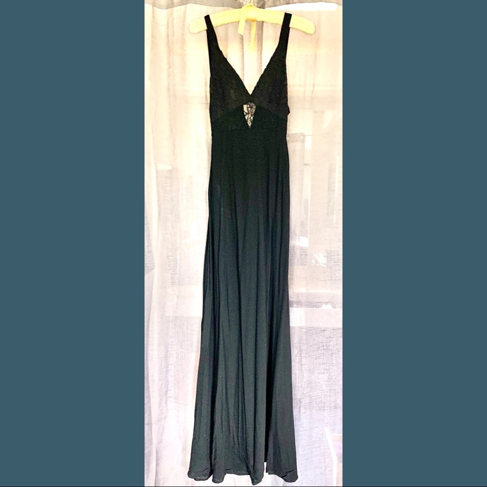 Long black Lush gown with sexy lace & cutouts
